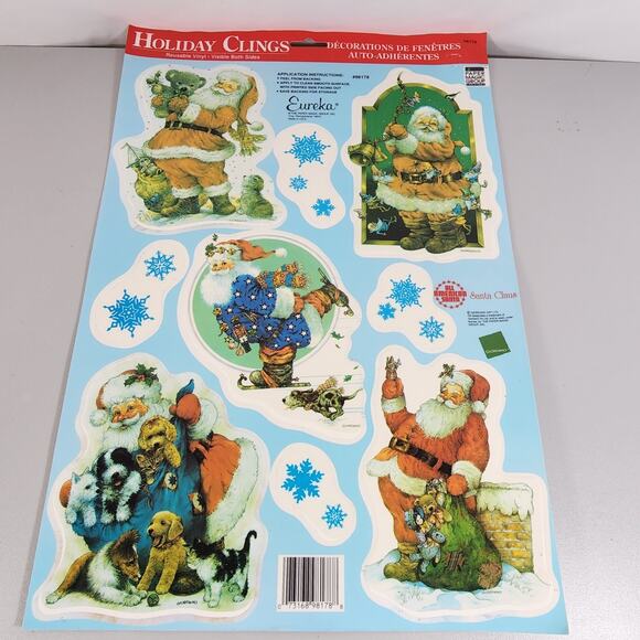 Static Cling Window Christmas Decorations x3 Poinsettias. Santas & Animals - Picture 4 of 4